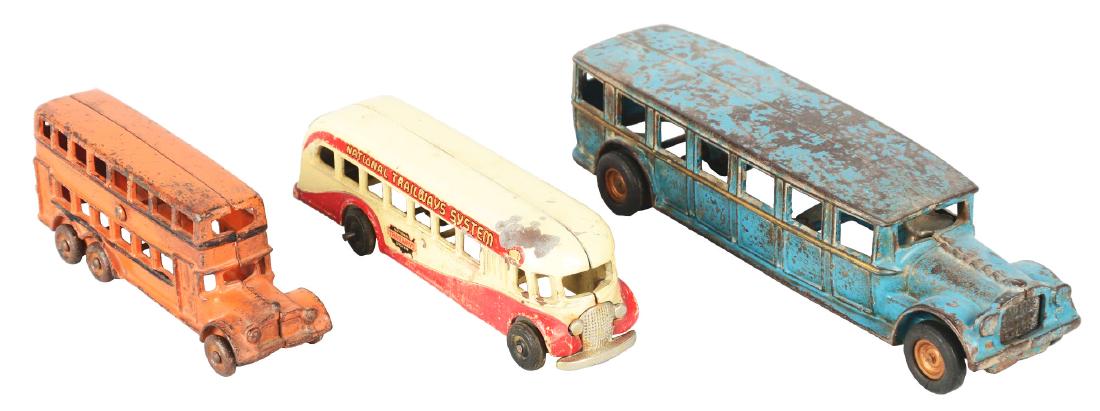 Lot Of 3: Cast Iron Toy Buses. (1 of 4)