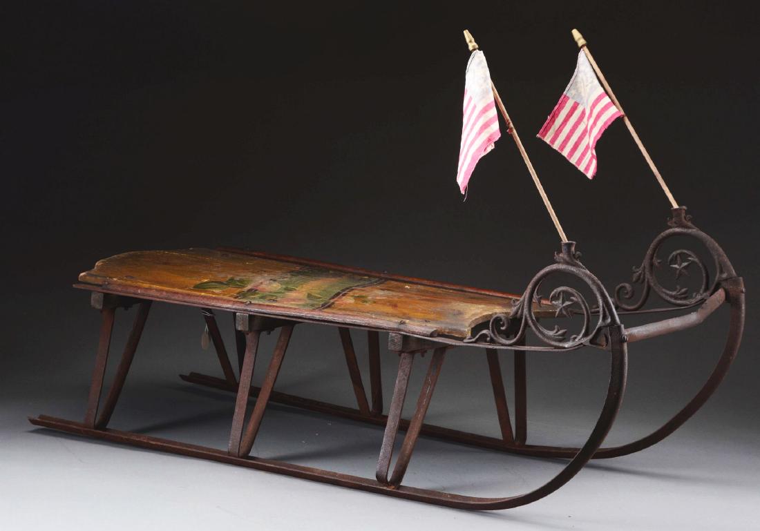 Victorian Child's Sled with Flag Holders. (1 of 3)