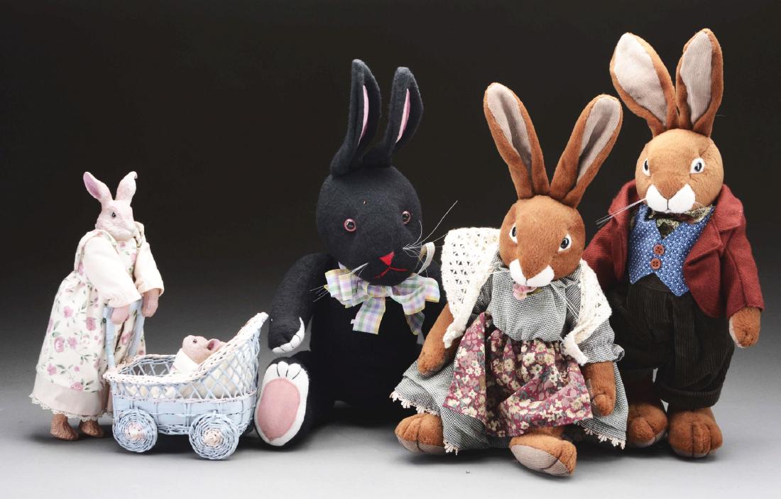 Lot of 4: Easter Stuffed Rabbits. (1 of 1)
