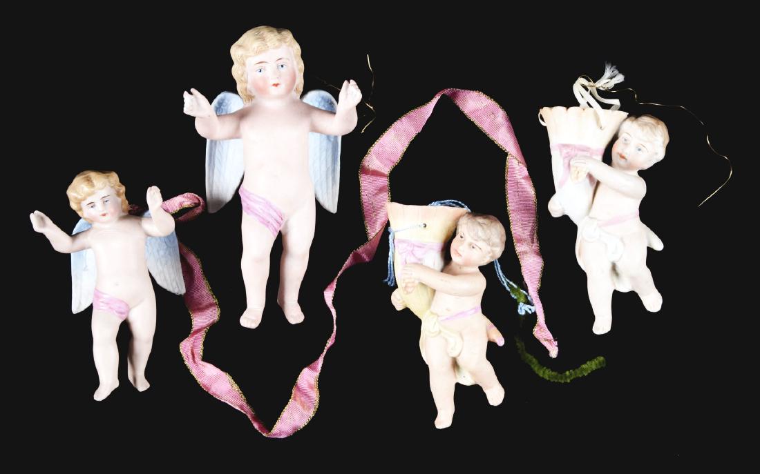 Lot of 4: Porcelain Christmas Angels Ornaments. (1 of 1)