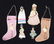 Lot Of 6: Paper Doll Ornaments & Christmas Stockings.
