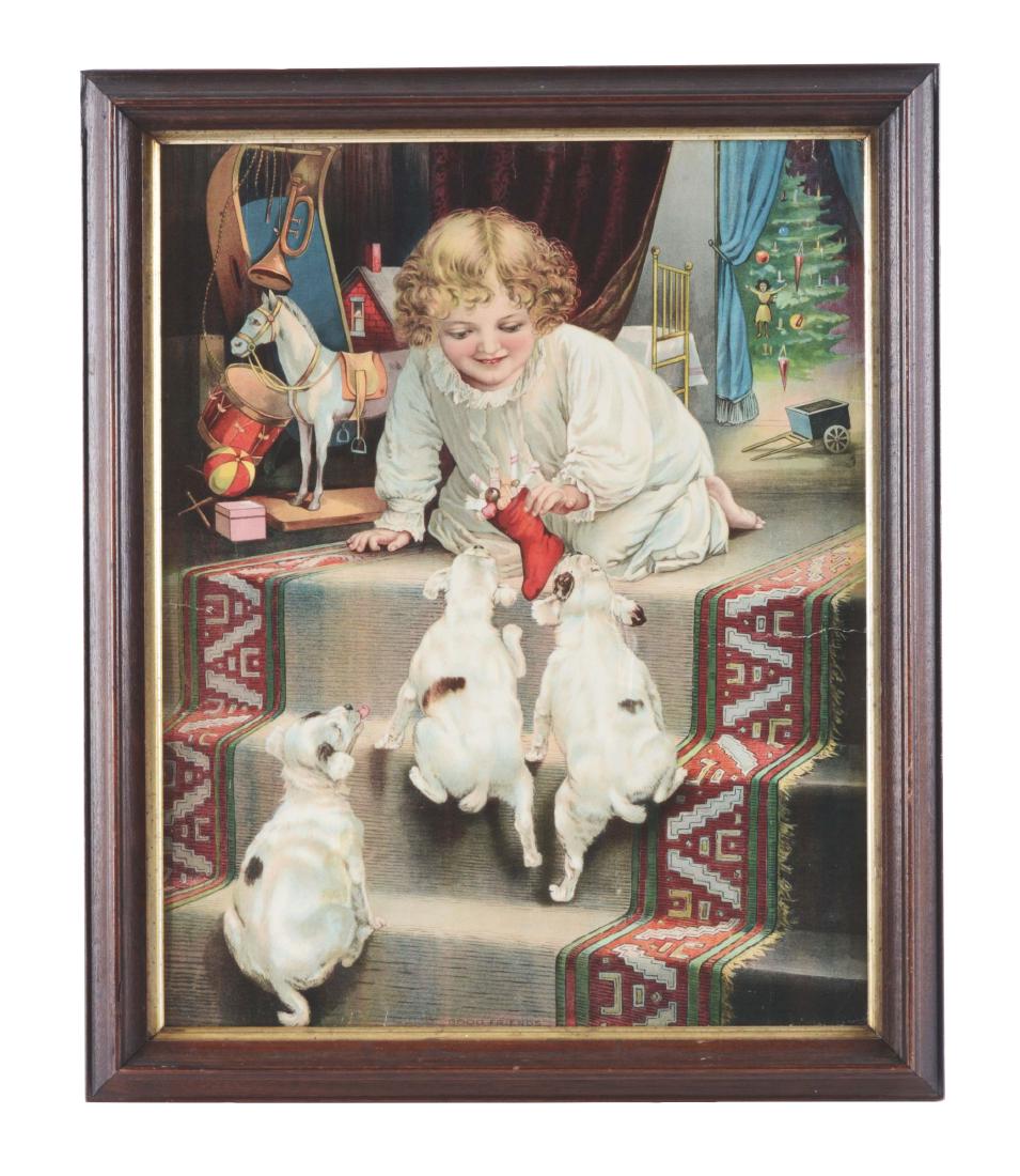 Framed Girl Playing Christmas Print. (1 of 1)