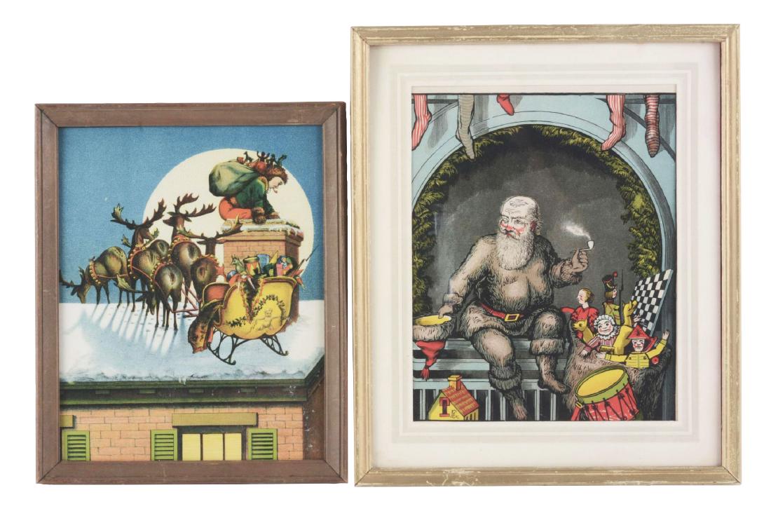 Lot Of 2: Framed Early Santa Prints. (1 of 1)