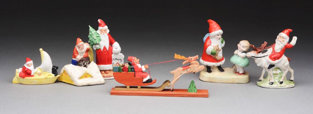Lot Of 6: Miniature Santa Table Figures. (1 of 1)