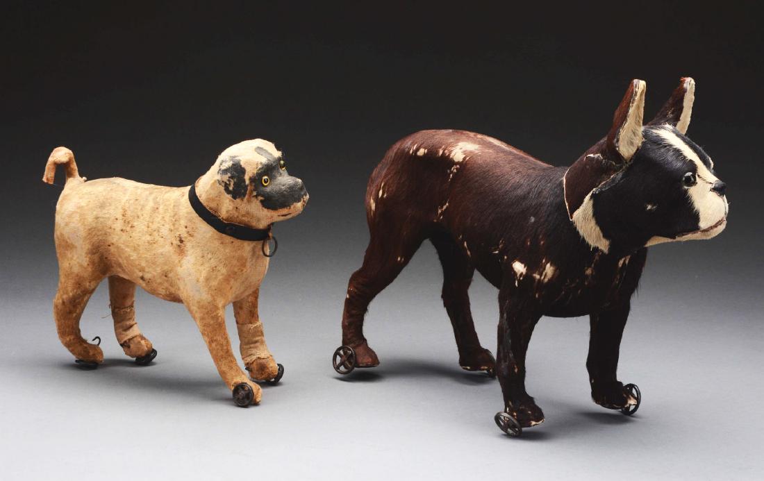 Lot Of 2: Paper Mache Dog Pull Toys. (1 of 2)