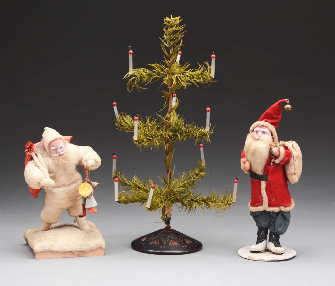 Lot Of 3: Two Santa Figures & Christmas Tree. (1 of 2)