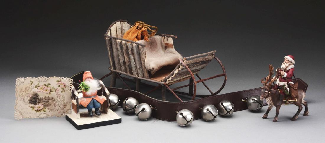Lot of Wood Sleigh, Santas & Sleigh Bells. (1 of 1)