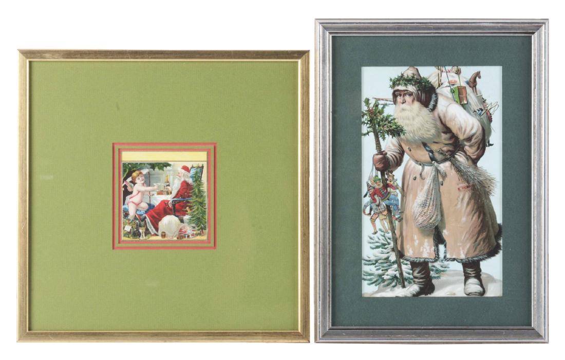 Lot Of 2: Framed Santa Clause Prints. (1 of 1)