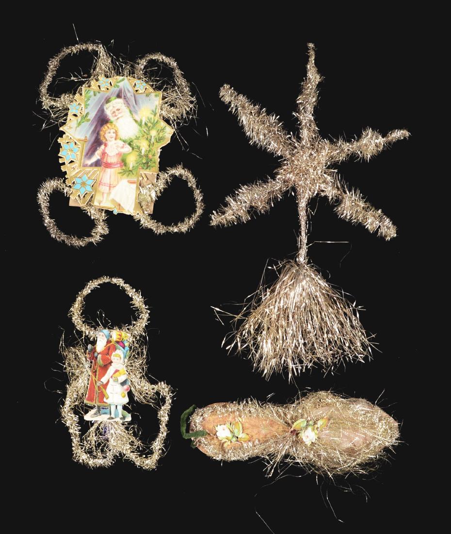 Lot of 4: Tinsel, Diecut and Scrap Christmas Ornaments. (1 of 1)