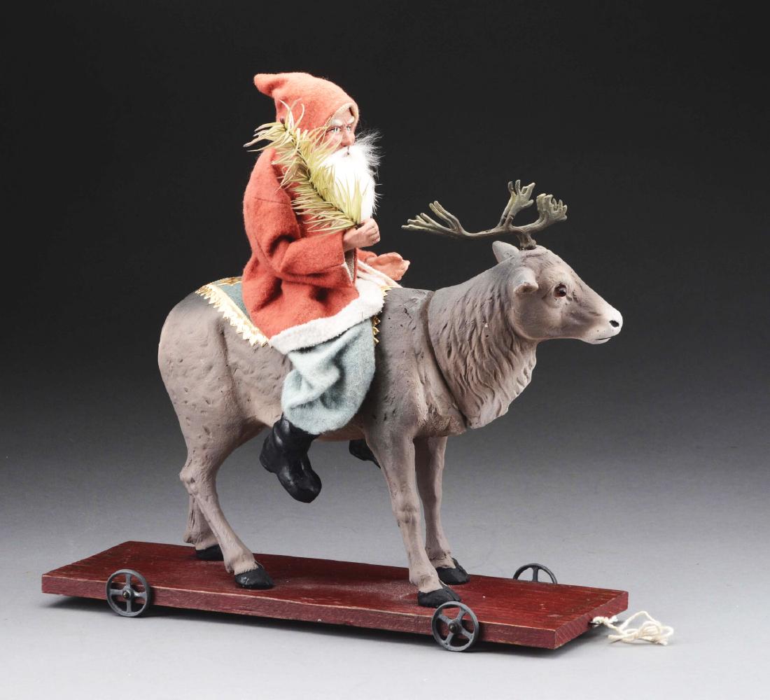 Santa Riding Reindeer Pull Toy By Artist Kathy (1 of 3)