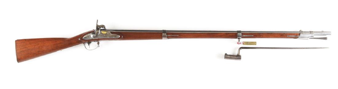 (A) Whitney Model 1816 Percussion Conversion Musket: Many of these guns were converted to percussion for use in the Civil War. This particular gun is "MS" marked on the left side of the barrel for Massachusetts. This gun features the cone-in-barrel or �