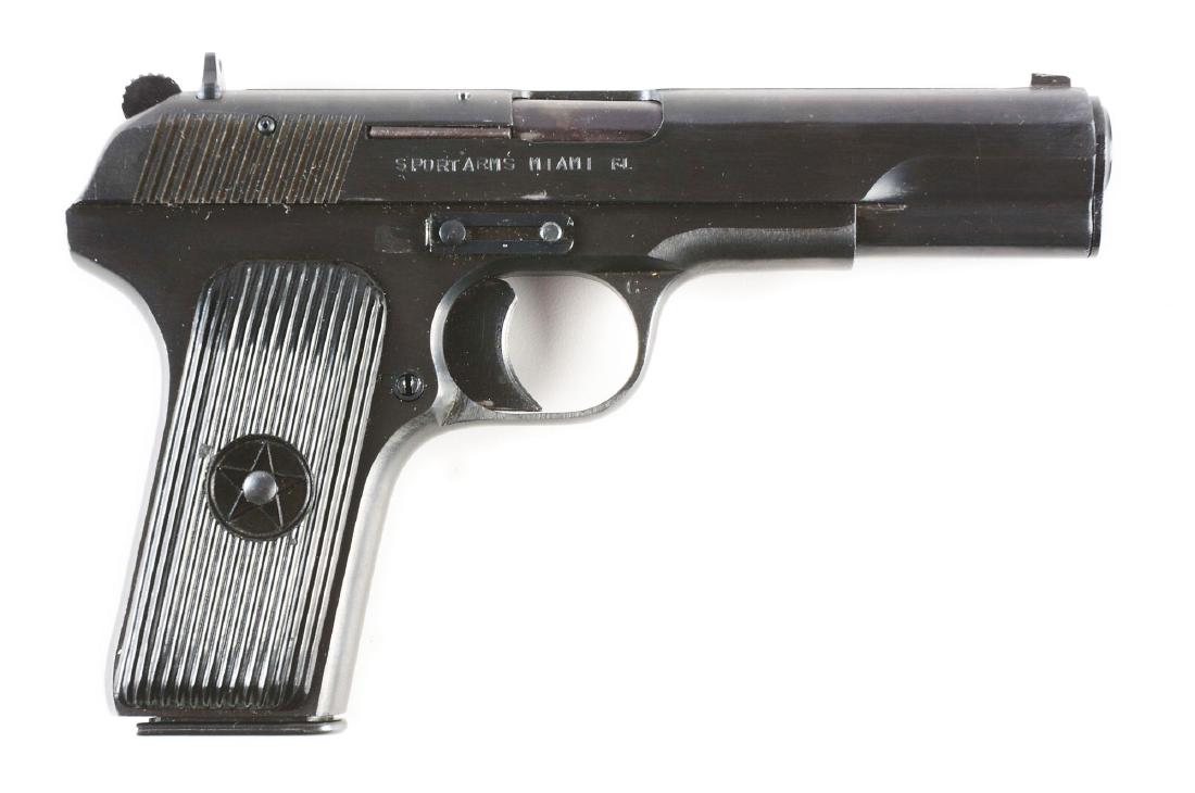 (M) Norinco Model 213 Tokarev Semi Automatic Pistol.: Chinese commercial manufactured Norinco Model 213 Tokerev pistol . Chambered fir the 9mm (9X19) cartridge with chrome lined bore. Factory producted with the required side mounted safety. Two piece har