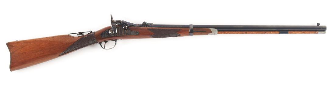 (M) H&R US Model 1873 Officers Model Carbine.: Made in 1971 for H&R centennial, with less than 10,000 made, it is a copy of the Springfield Officer's Model 1873. Gun has rifled barrel marked with H&R address on right and "U.S. Model 1873 CAL. 45-7