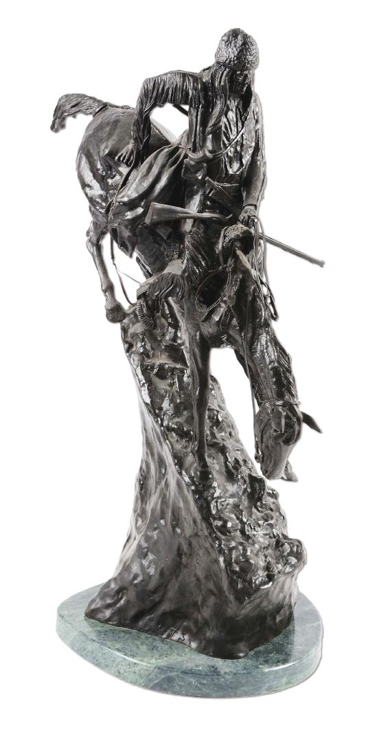 29" Remington Mountain Man Bronze.: This bronze is handmade and cast in the traditional Lost Wax Casting Process. Original casting was 1903. This insures a quality bronze sculpture that may be passed down from generation to generation. 