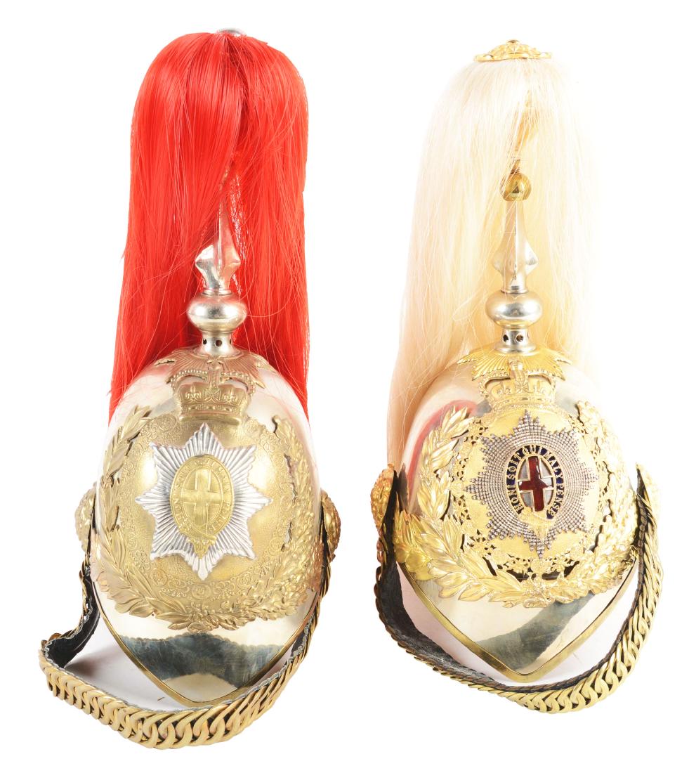 Lot Of 2 Replica Royal Horse Guards Helmets.