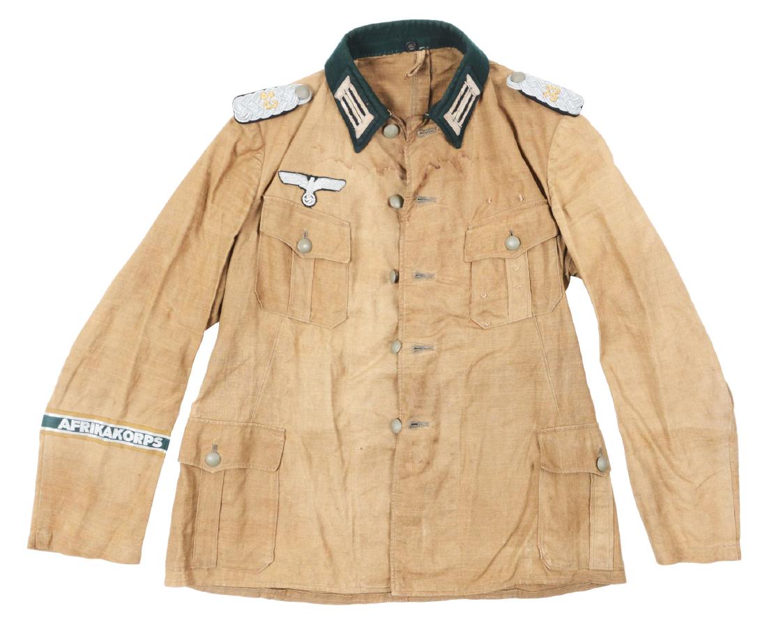 German WWII Afrikakorps Heer Pionier Officer Tunic.: Theater made tropical Pionier Officer tunic in overall excellent condition. Tunic is to a Major in the 33rd Panzer Pionier Battalion, which in November of 1940 was assigned to the 15th Panzer Divison.