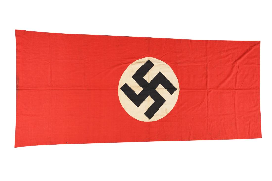 Lot of 2: Third Reich Flags.: Lot consists of: (A) The German Third Reich State Flag is in near mint condition. No holes can be seen on the flag nor any major staining. The flag is made of two separate pieces with a cent seam runn