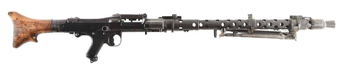 Very Fine German WW2 MG-34 Display Machine Gun: Very fine forced matched “cra” (Maget) 1943 dated MG-34 parts kit on solid billet dummy receiver. Top cover manufactured by “clc” (Herder). Serviceable parts on this display gun include fine c
