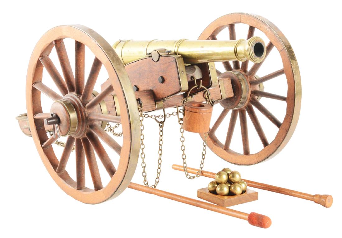 Miniature Firing Bronze Cannon with Carriage