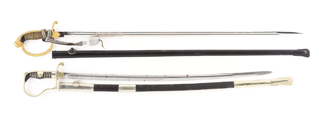 Lot Of 2: Imperial German Swords with Etched Blades:: Lot contains: (A) Bavarian "Eickhorn" sword, and (B) Prussian "Coppel" sword. (A) Bavarian sword marked "Carl Eickhorn" with a 34" blade in overall near mint condition. Blade is double etched with a 4