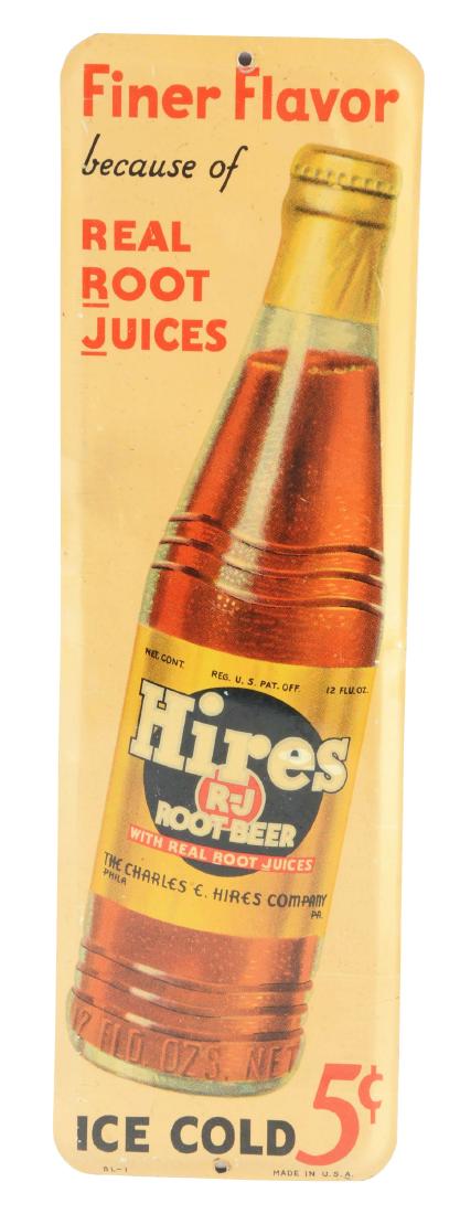 Hires Root Beer Tin Door Push Advertising Sign. (1 of 2)