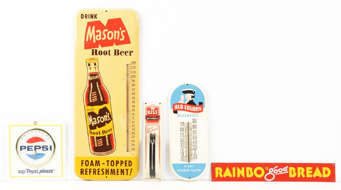 Lot Of 5: Soda Advertising Thermometers and Signs. (1 of 1)