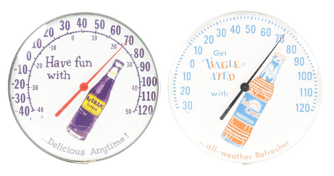 Lot Of 2: Sun Crest & Nu Grape Thermometers. (1 of 2)