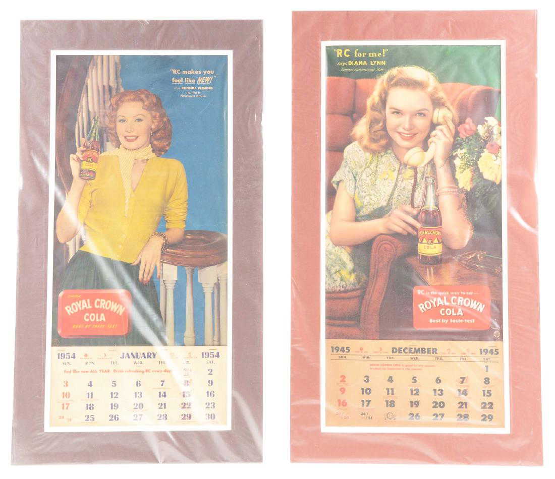 Lot of 2 Royal Crown 1945 & 1954 Calendars.