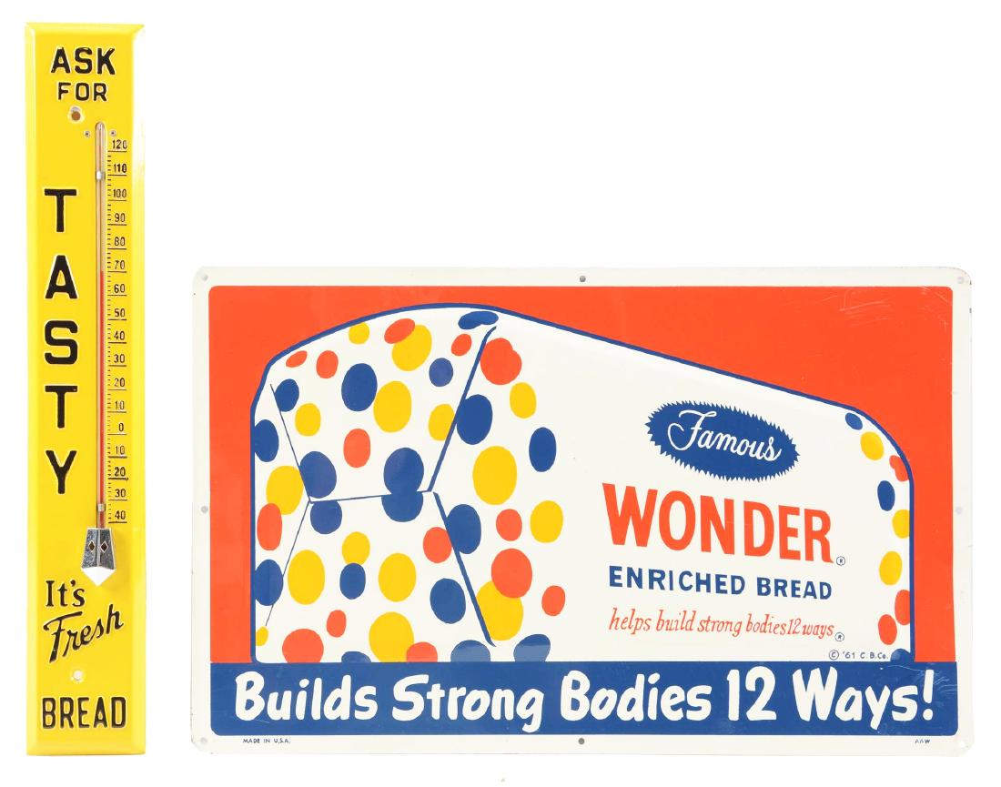 Lot of 2: Tasty Bread Thermometer & Wonder Bread Sign. (1 of 2)