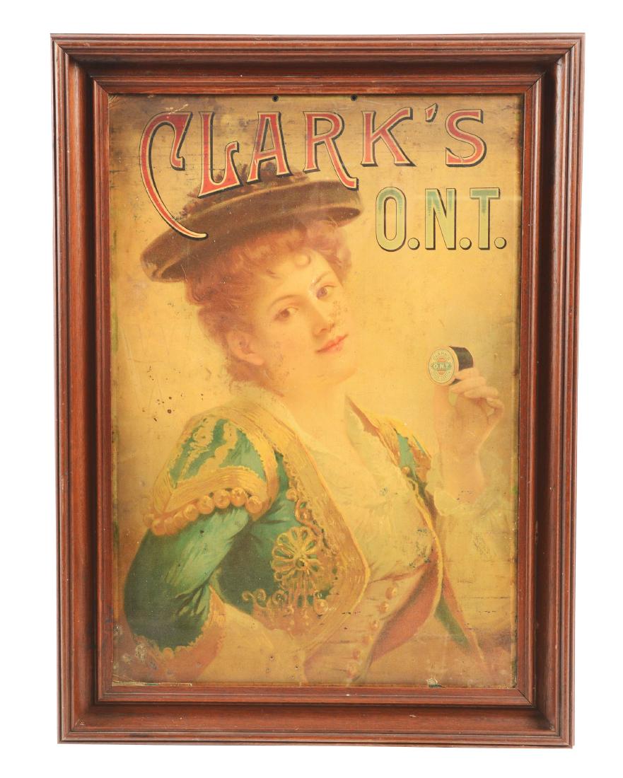 Clark's O.N.T. Spool Cotton Advertising Sign. (1 of 2)
