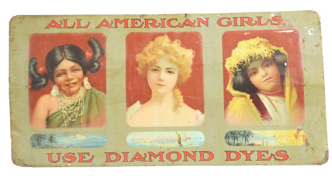 Diamond Dyes Embossed Tin Sign. (1 of 2)