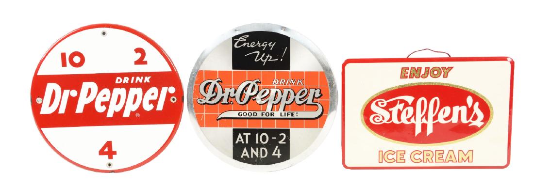 Lot Of 4: Steffens Ice Cream And Dr. Pepper Signs. (1 of 2)