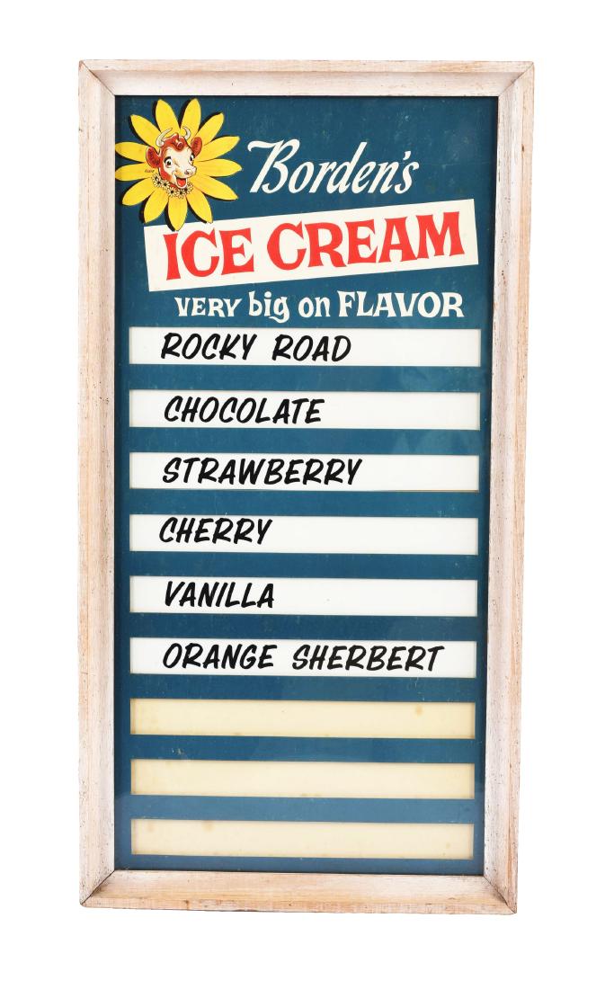Border's Ice Cream Cardboard Advertising Menu Sign. (1 of 1)