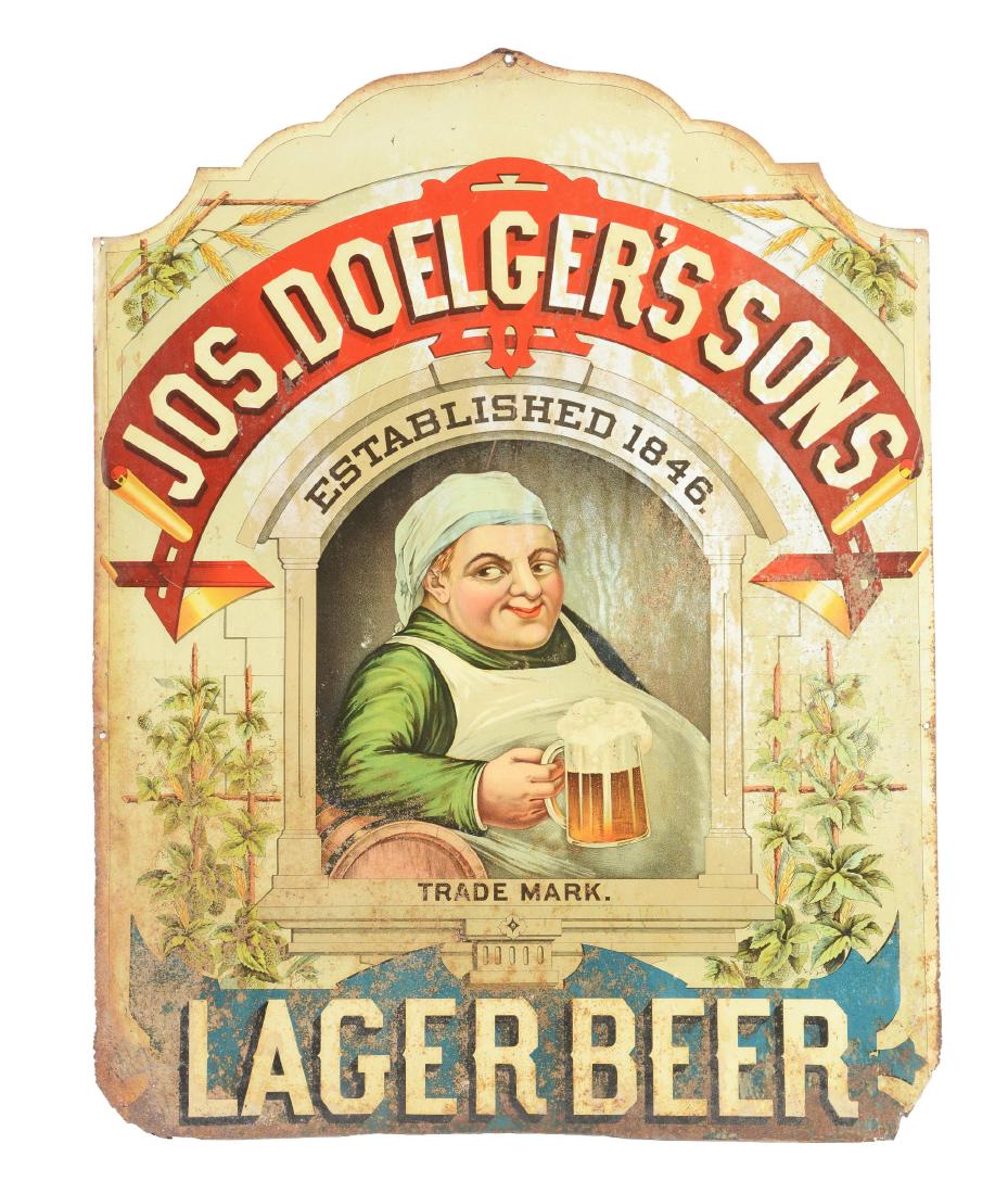 Jos. Doelger's Sons Lager Beer Tin Sign. (1 of 2)