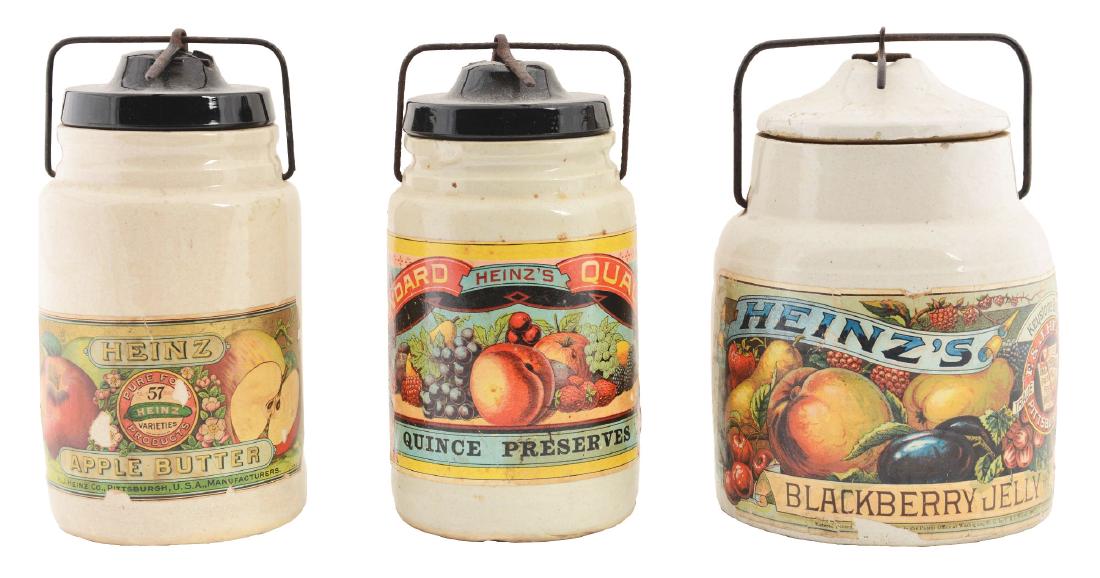 Lot Of 3: Heinz's Stoneware Crocks. (1 of 2)