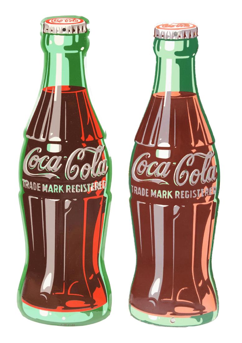 Lot Of 2: Coca-Cola Die-Cut Bottle Signs. (1 of 2)