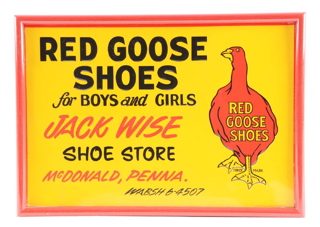 Embossed Tin Red Goose Shoes Advertising Sign. (1 of 2)