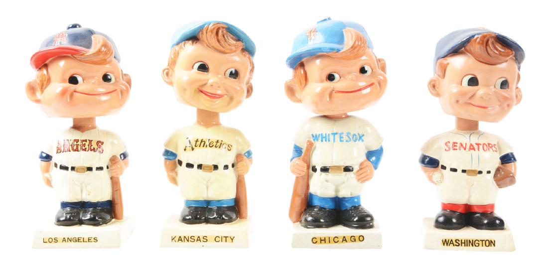 Lot Of 4: 1962 White Base Composition Boy Face Baseball (1 of 2)