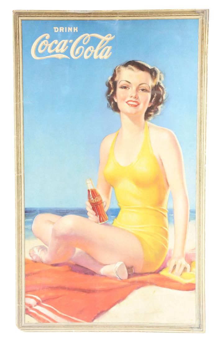 1937 Large Coca-Cola Bathing Girl Poster. (1 of 2)