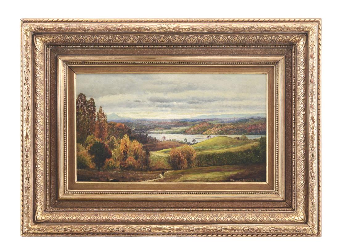EDMUND DARCH LEWIS (American, 1835 - 1910) "VIEW OF: Artist: EDMUND DARCH LEWIS (American, 1835 - 1910) Condition: Professionally cleaned and relined. No visible in-painting, restoration or damage. Created: 1874 Frame: Deep molded carved and gilt gesso 