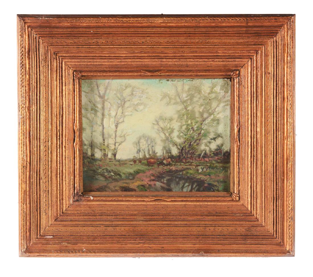 MANNER OF CHAUNCEY FOSTER RYDER (American, 1868-1949): Artist: MANNER OF CHAUNCEY FOSTER RYDER (American, 1868-1949) Condition: General light soiling, age darkened, some abrasions on upper edge of work. Frame: Gold multi tier molded wood frame Medium: Oil