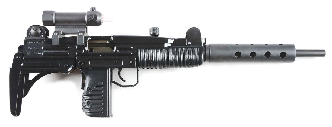 (M) IMI Uzi Model B Semi-Auto Rifle with Carrying Case: One of the most recognizable weapons, having been used in so many action pictures as they have lost count. Manufactured in Israel by IMI, this is the Model B with folding stock. Has a matte finish wit