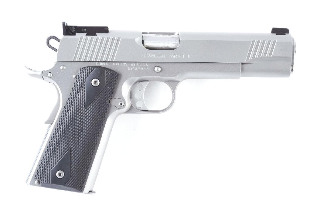 (M) Kimber Stainless Target II Semi-Automatic Pistol.: The Eclipse Custom II is built on the 1911 design. Features brushed stainless finish. Other features include adjustable target sights, lightweight hammer, extended beaver tail safety, checkered diamon