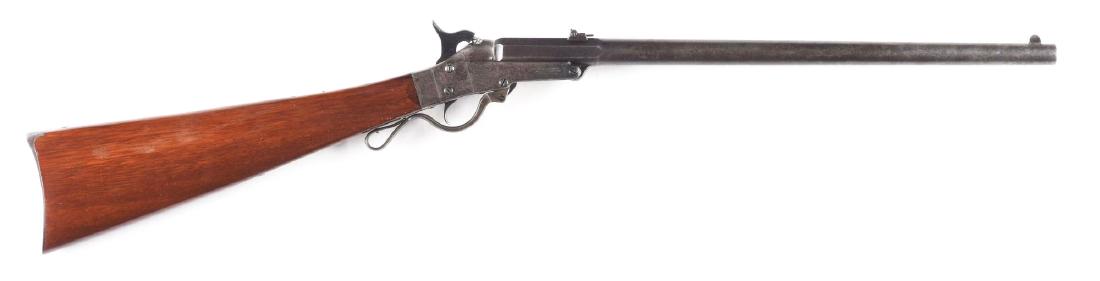 (A) Maynard 2nd Model Carbine with Extra Barrel.: Referred to as the 2nd Model or Model 1863, manufactured 1863 to 1865. Left side of barrel has the military inspector stamp "GWS" for George W. Sherman who inspected several different Civil War carbin