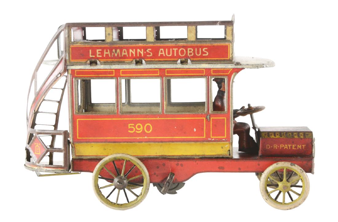 German Lehmann Tin Litho Wind Up Autobus. (1 of 4)