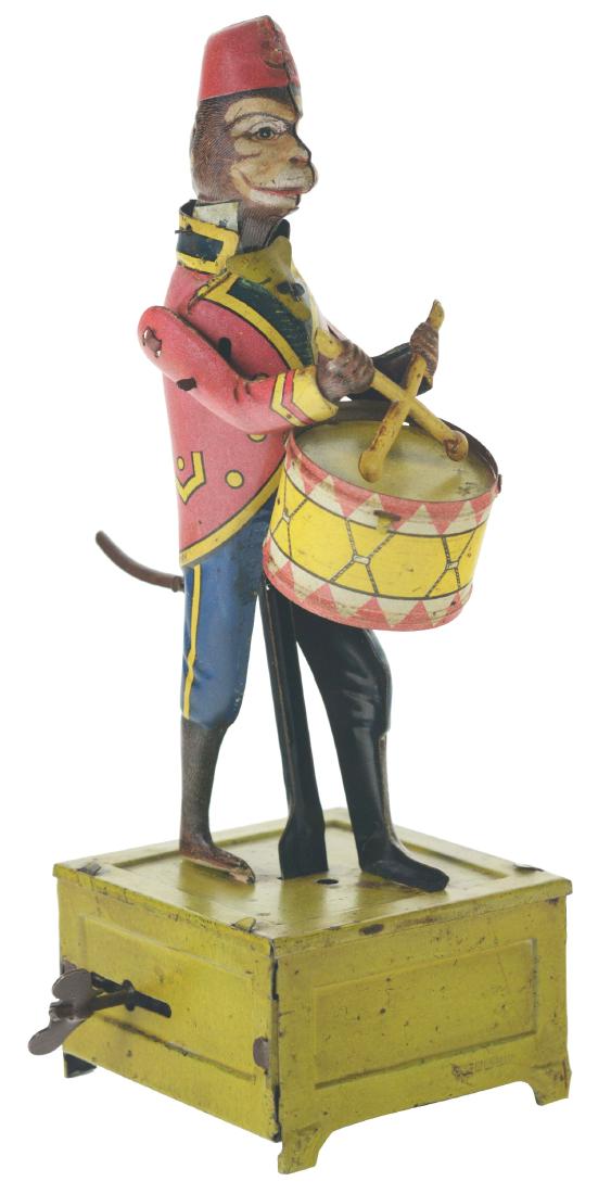 Tin Litho and Painted Monkey Drum Major. (1 of 3)