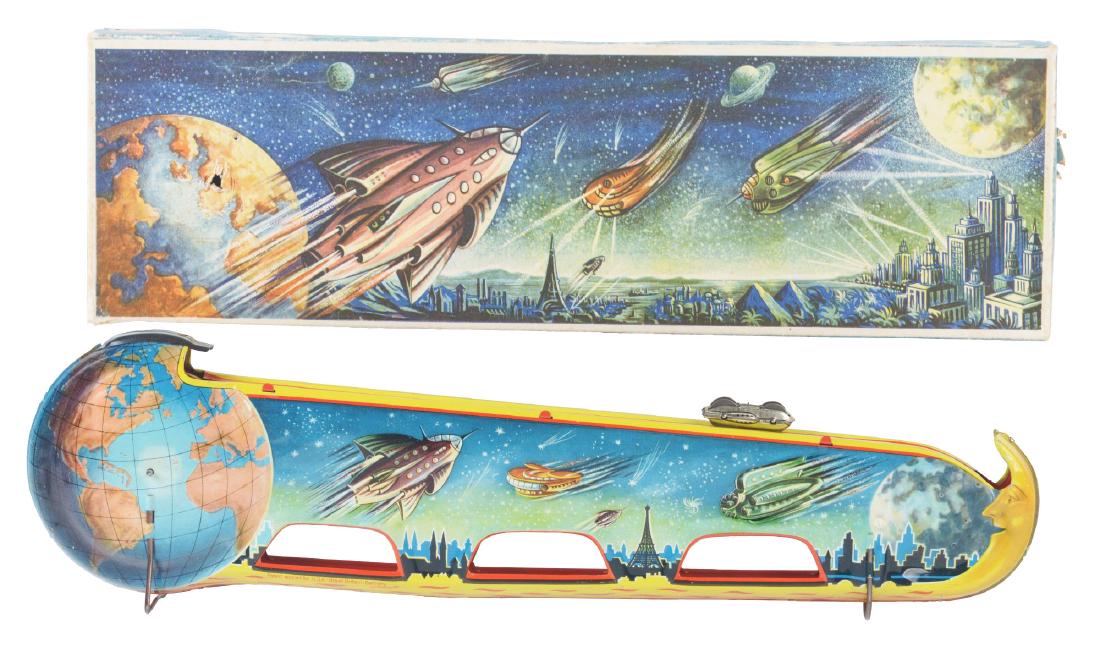 German Tin Litho Wind Up Space Trip Toy In Box. (1 of 5)