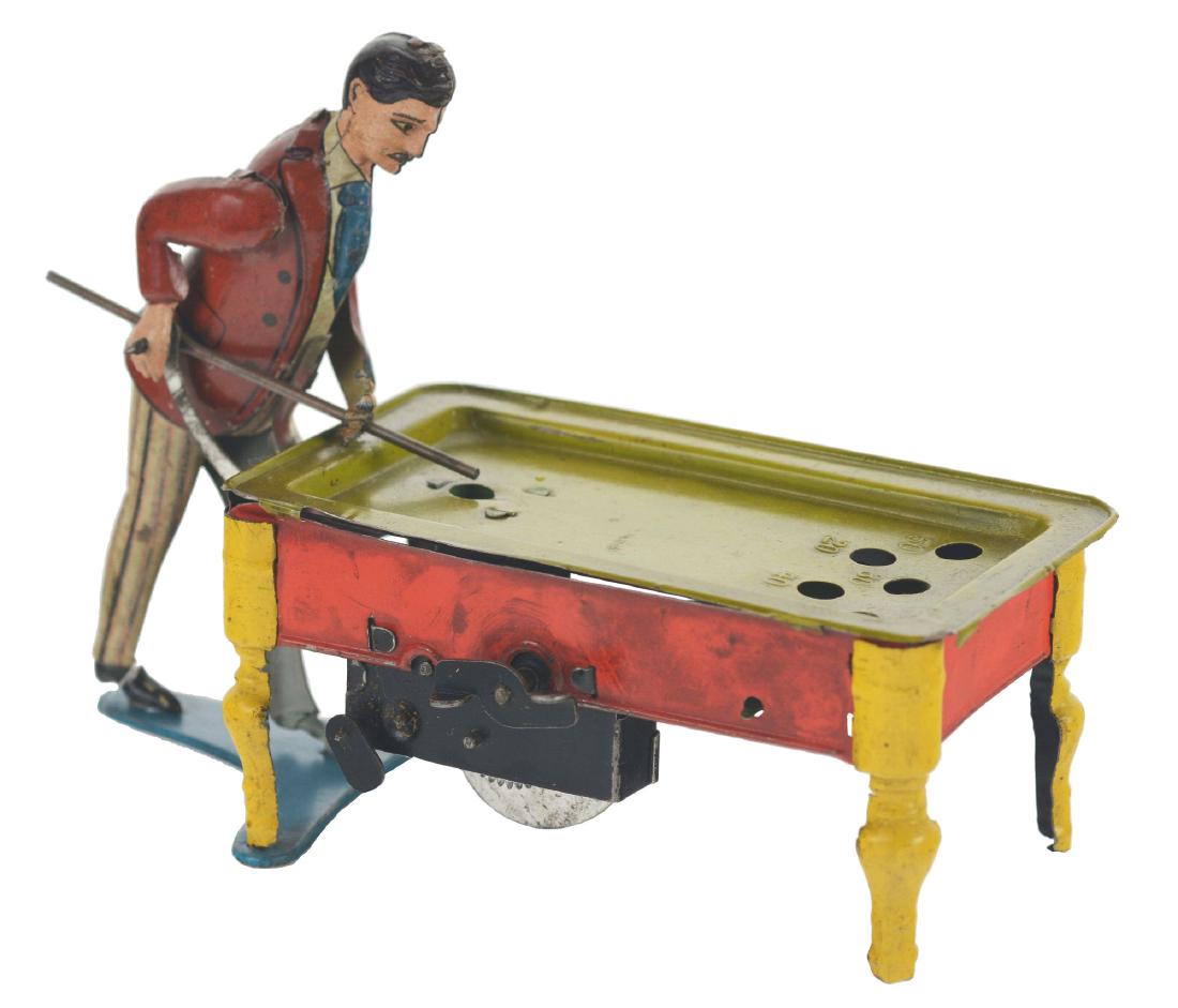 Tin Litho and Hand Painted Billiard Player. (1 of 4)