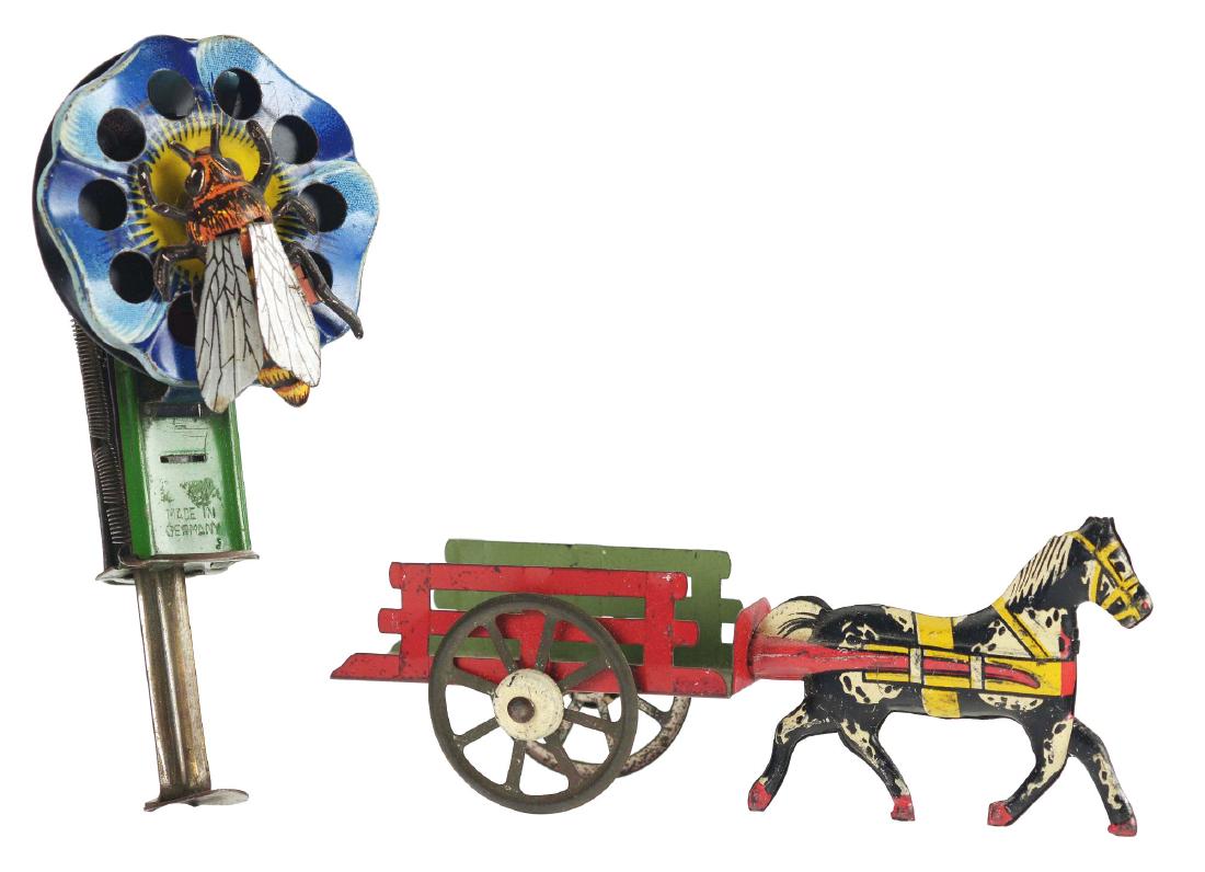 Lot of 2: Tin Litho Penny Toy and Sparkler. (1 of 2)