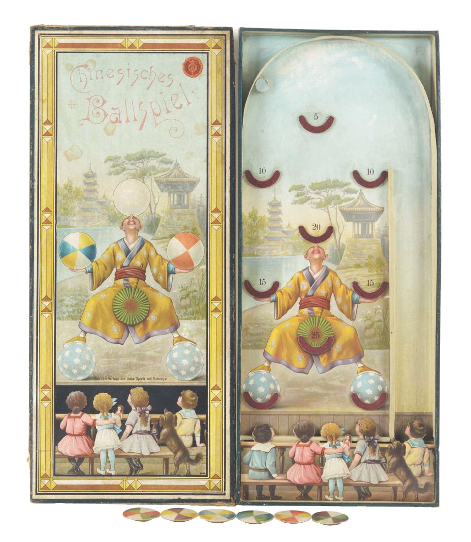 Early German Chinese Ball Toss Game with Box. (1 of 1)